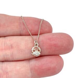 Gold Tone Petite Crab Pendant Necklace | Sterling Silver 925 | 21"
